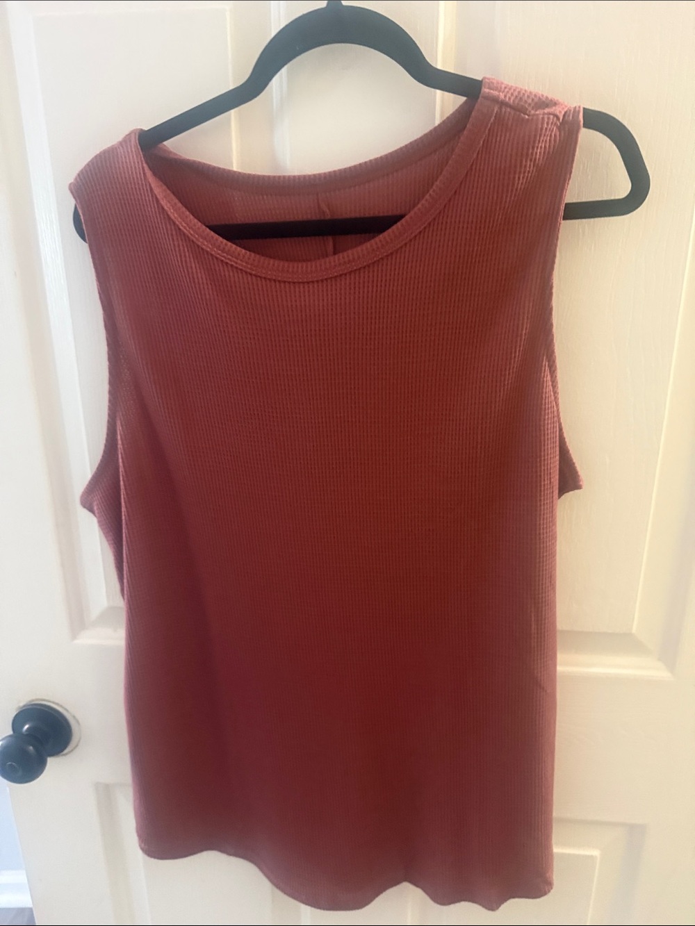 Ribbed Sleeveless Tank Top - Rust